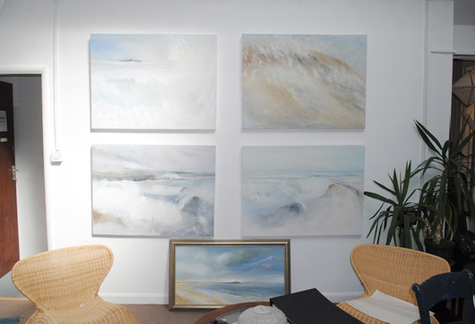 Sea paintings on the north wall